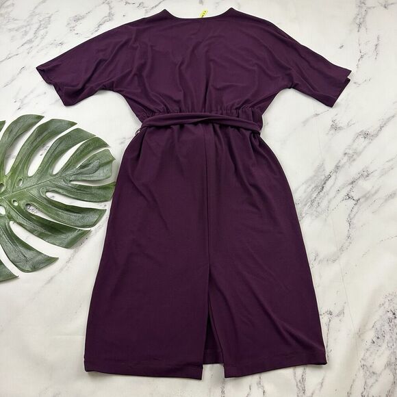 Betabrand Womens Sheath Dress Size S Solid Purple Belted Pockets Stretch - Picture 6 of 9
